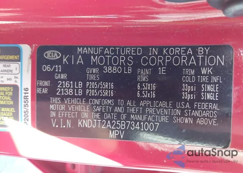 2011 Kia Soul + из США, поврежденный, VIN KNDJT2A25B7341007